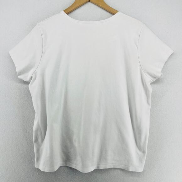 EILEEN FISHER Top XL Organic Cotton Interlock Jersey Crewneck Short Sleeve White - Picture 2 of 13